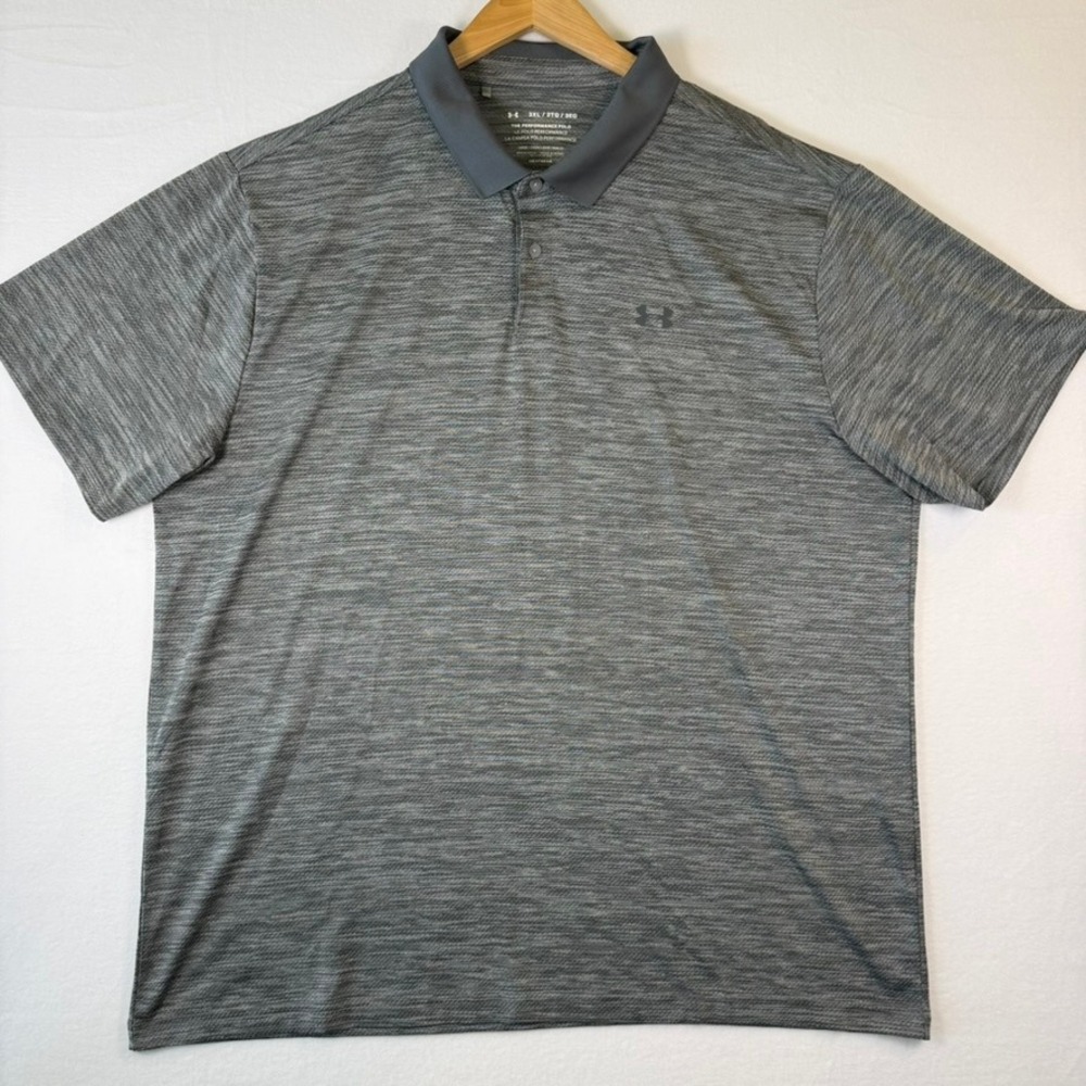Under Armour Mens 3XL Grey HeatGear Performance Polo Shirt Space Dye Loose Fit
